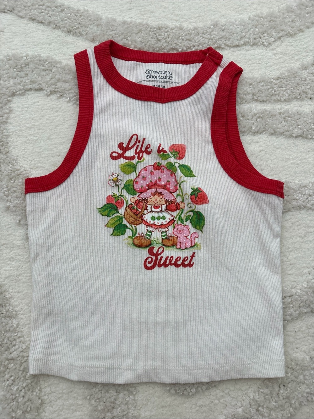 White & Red Tank Top - Strawberry shortcake - Life Is Sweet
